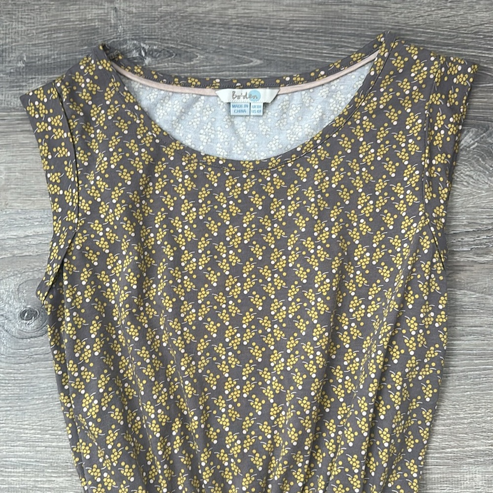 BODEN Grey & Yellow Grape Print Blackberry Cap Sleeve Dress - Picture 5 of 10